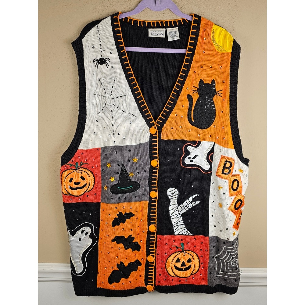 Vintage Basic Editions Womens Halloween Sweater Vest 3X